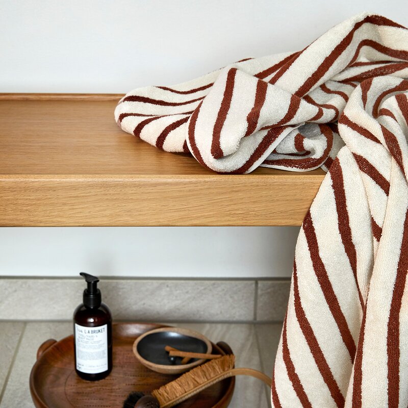 Everyday stripe håndkle 70x140 cm terracotta