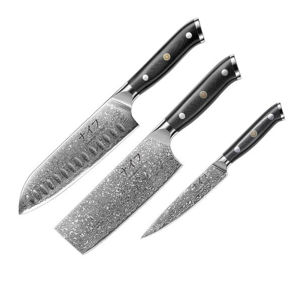 G10 knivsett 3 deler svart