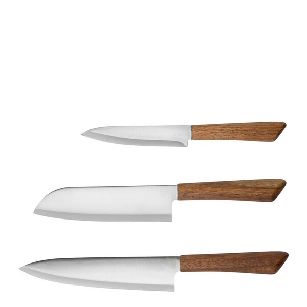 Concept knivsett 3 deler trehåndtak stål/brun