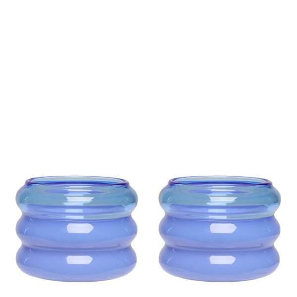 Bubble. telysholder 2 stk 5,6 cm blue/milky blue