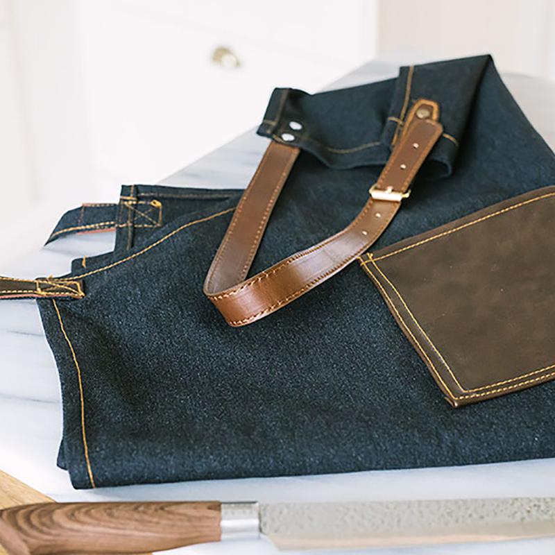 Elena forkle denimstoff m/lomme 70x80 cm pu-skinn