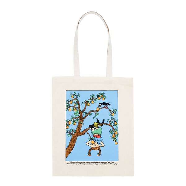 Pippi handlenett 38,5x42 cm Pippi opp-ned beige