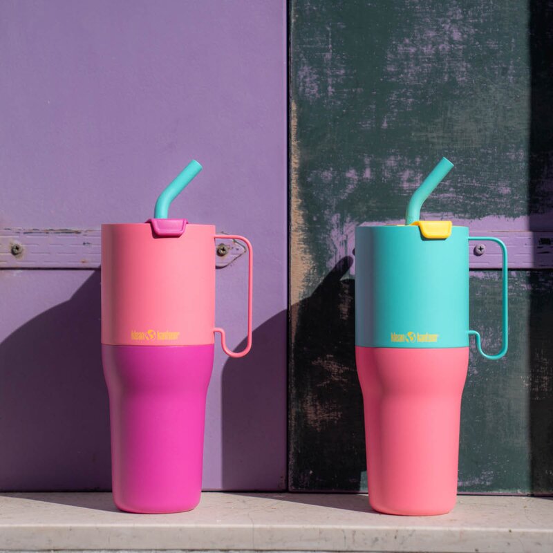 Rise Tumbler 77 cl med sugerør Turquoise Kaleidoscope