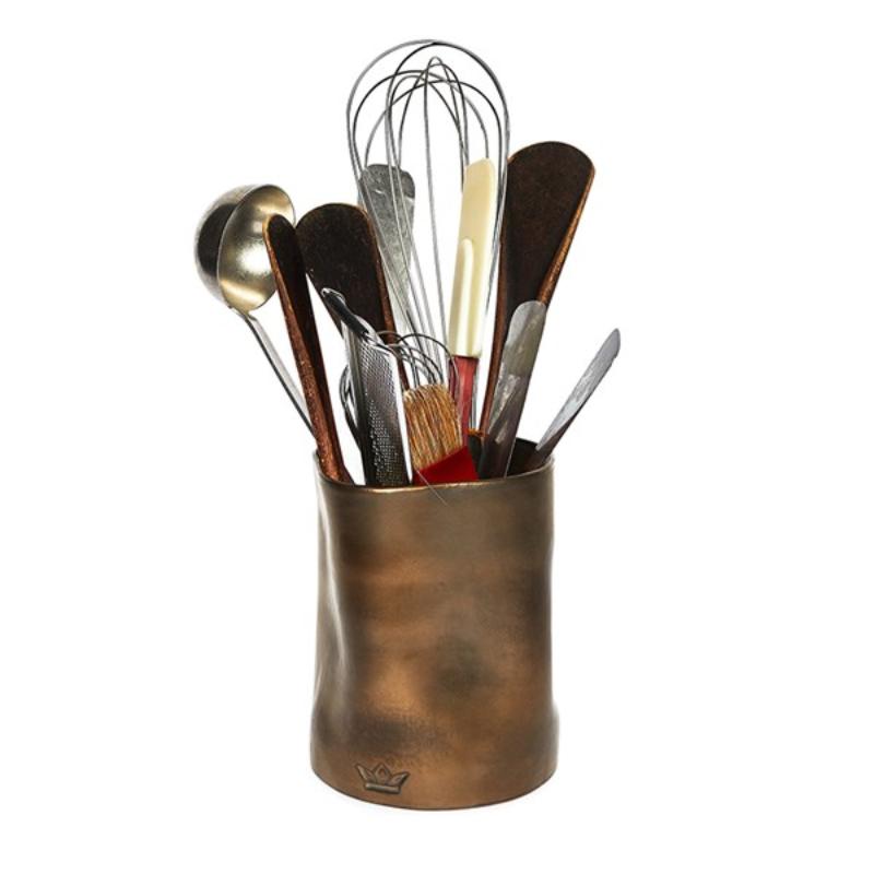 Dented redskapskrukke 19 cm bronse