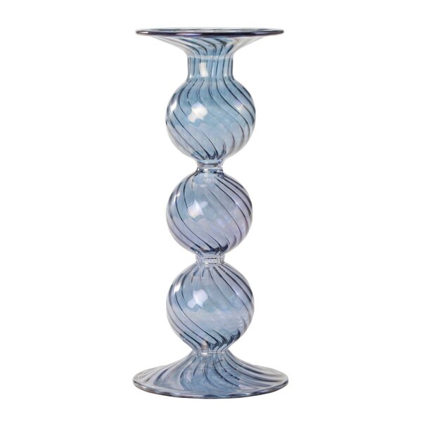 Swirl lysestake 22 cm blå