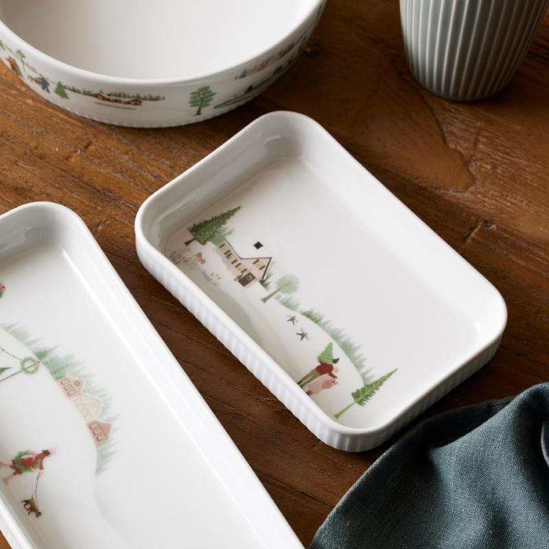 Vinter fat rektangulært 18x12 cm Ildfast porselen hvit