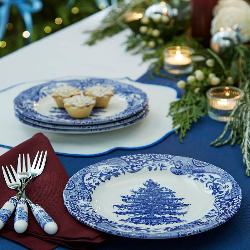 Blue Italian Christmas Tree tallerken 20 cm blå/hvit