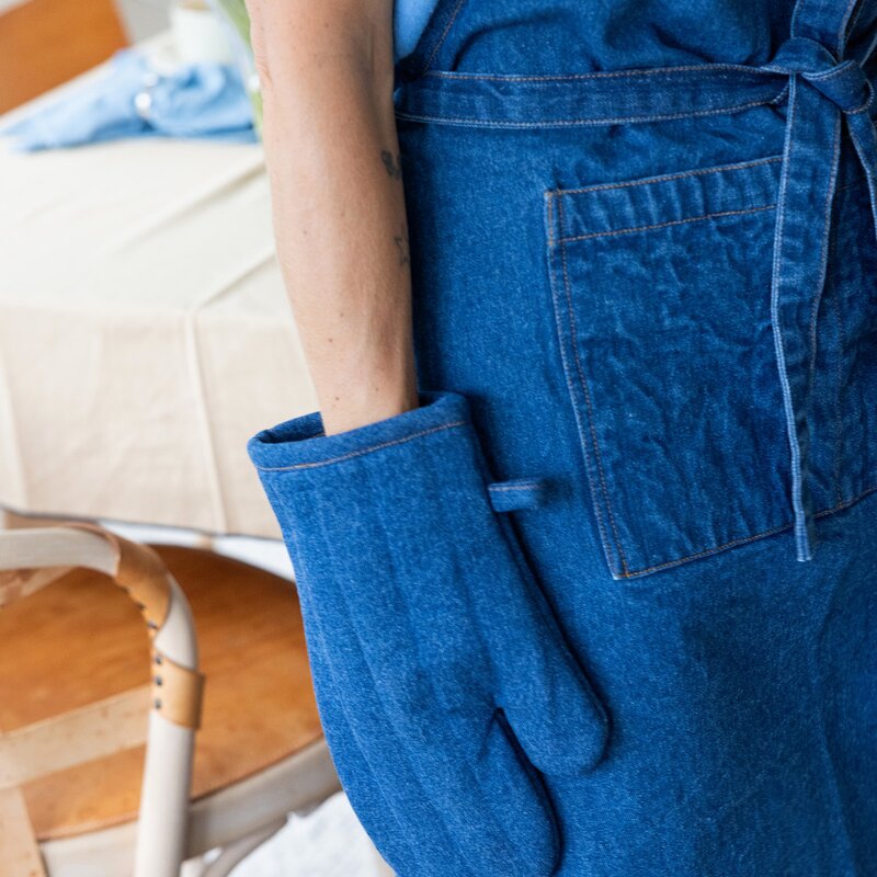 Aron denim forkle 90x70 cm blå