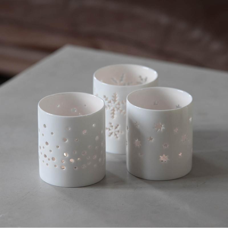 Telysholder stjerne liten 6,5x7,5 cm hvit