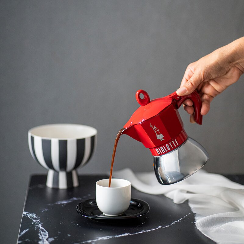 Exclusive espressokanne 4 kopper 15 cl induksjon rød