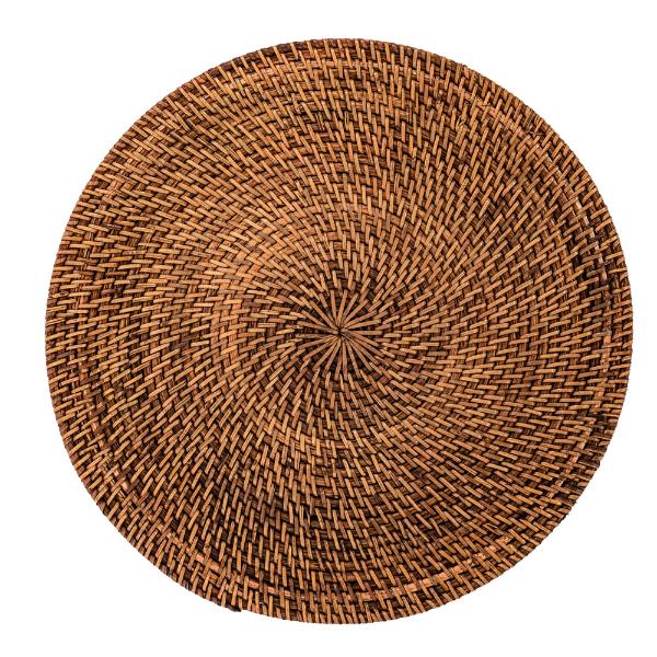 Rattan dekkebrikke D36 cm rund mørk brun