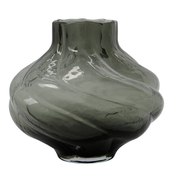 Turn vase 20 cm røkt grå