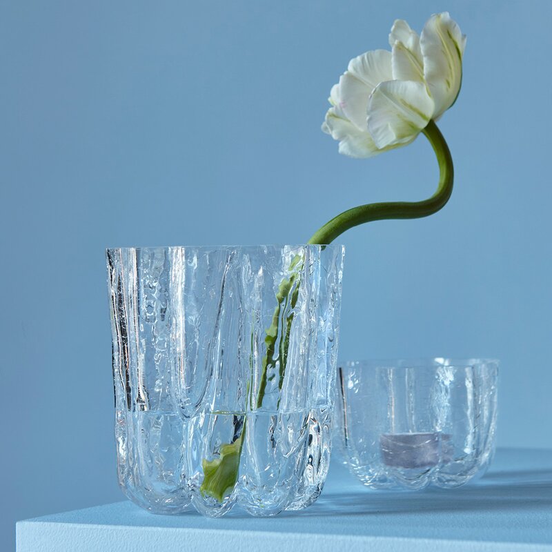 Crackle vase 12 cm klar