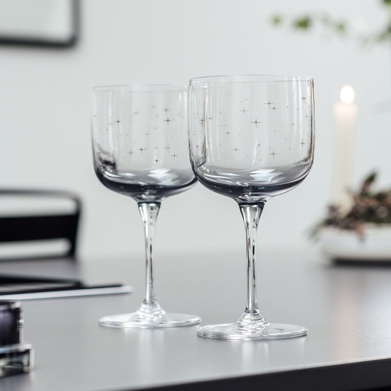 Winter Glow rødvinsglass med stjernedekor 2 stk 27 cl