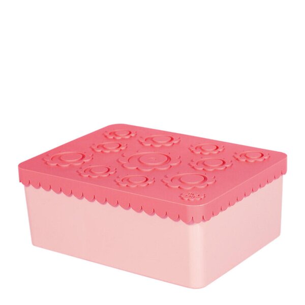 Blomst matboks i plast 3 rom rosa