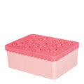 Blomst matboks i plast 3 rom rosa