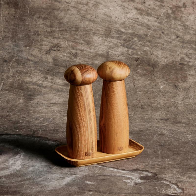 Raw kvernsett med brett 18,5 cm 3 deler teak