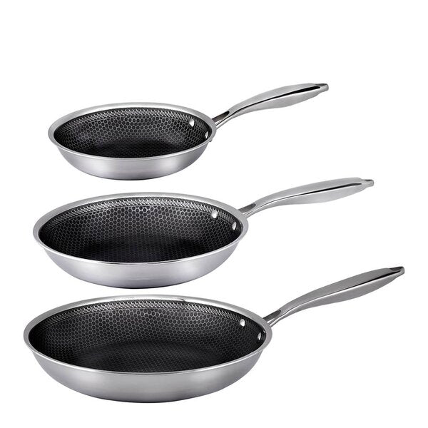 Santo stekepannesett 20+24+28 cm stål/svart
