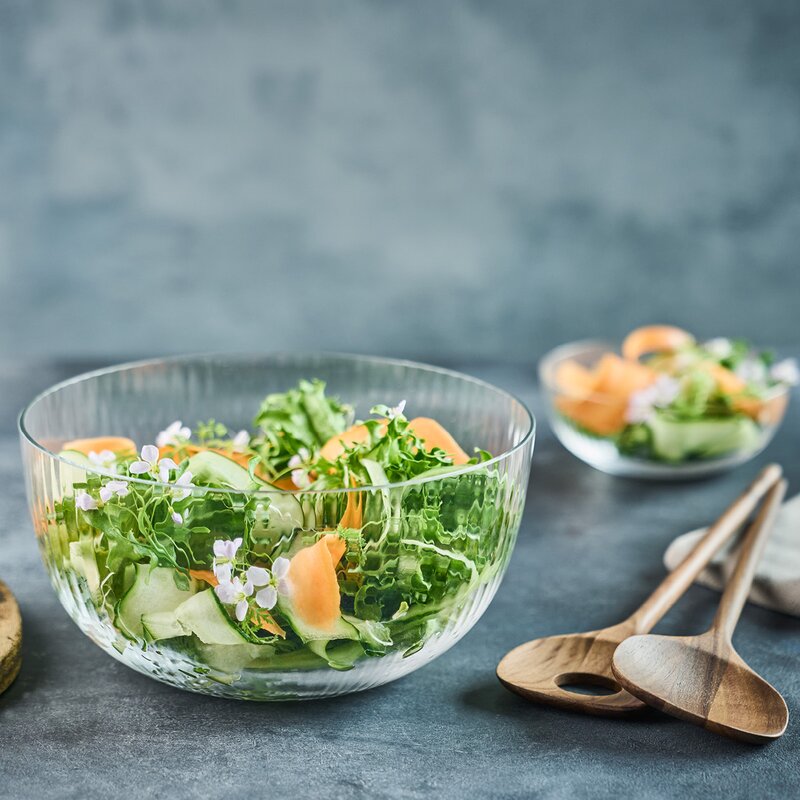 Timeless salatbolle med salatbestikk 3L klar/valnøtt