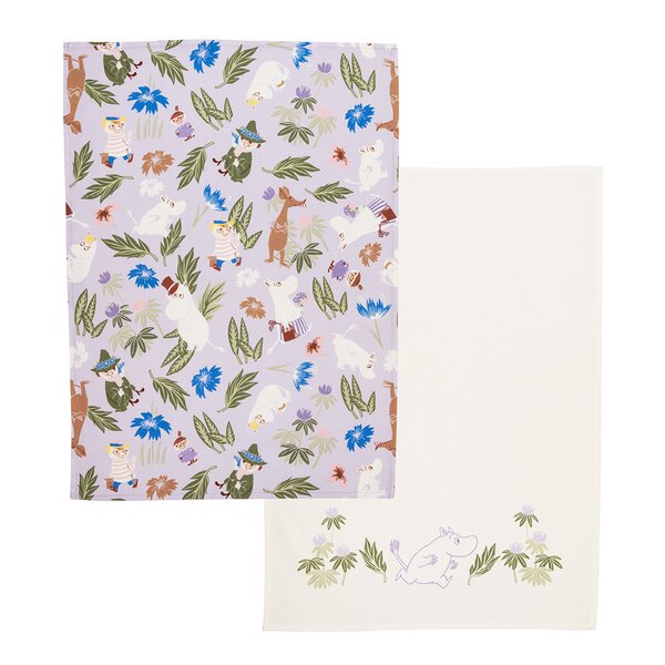Mummi kjøkkenhåndkle 50x70 cm 2 stk lilla+offwhite
