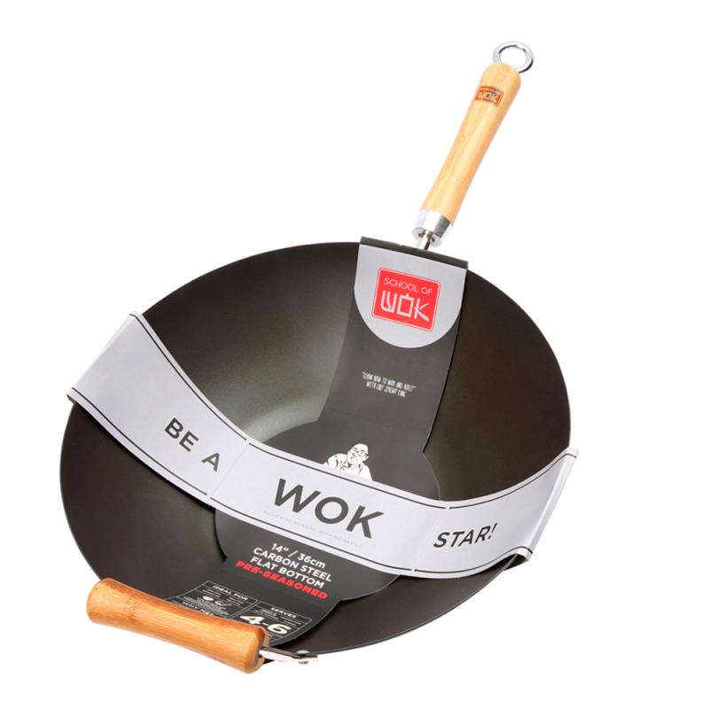 School of Wok wokpanne 36 cm m/ bambuhåndtak svart