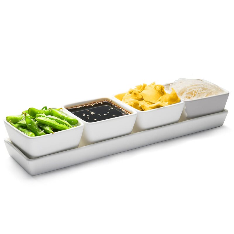 Nor tapasfat 4 skåler 6x9,5x38,5 cm hvit