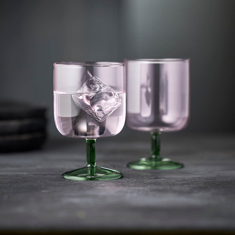 Torino vinglass 30 cl 2 stk rosa/grønn