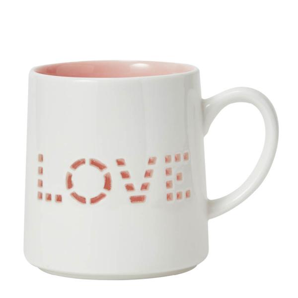 Flora kopp love 40 cl hvit/rosa
