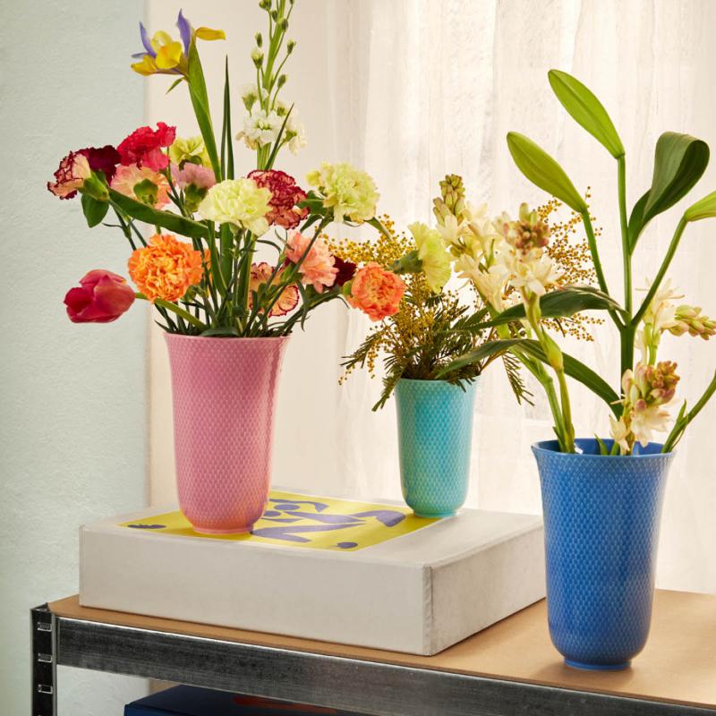 Rhombe Color vase 20 cm porselen rosa