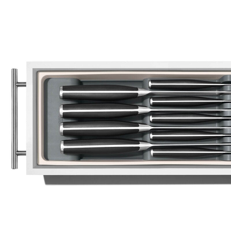 Knivblokk til skuffer 42x14x6 cm hvit/grå