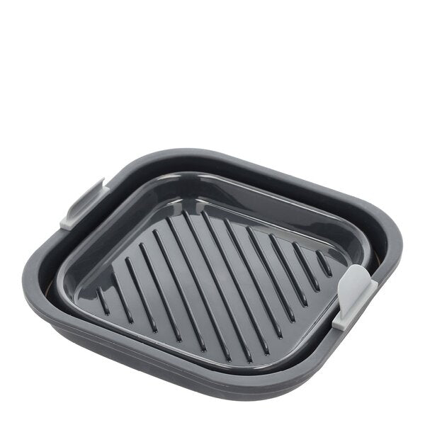 Silikonform til airfryer firkantet 19x19x6 cm grå