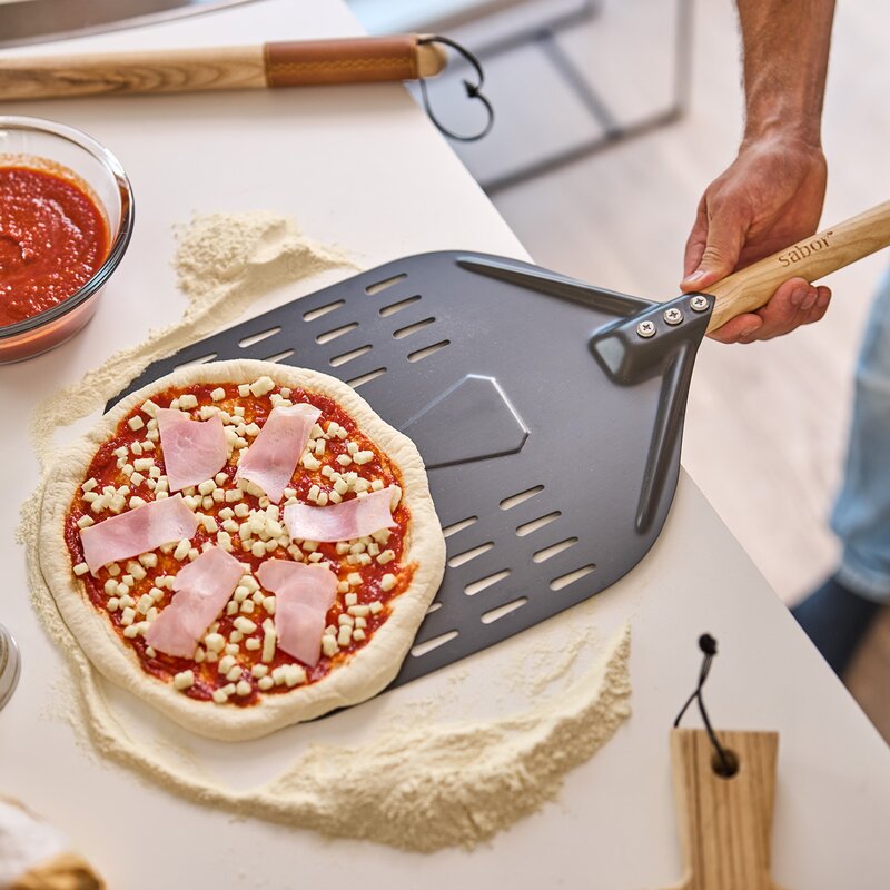 Napo pizzaspade 70x30 cm gun metal/natur