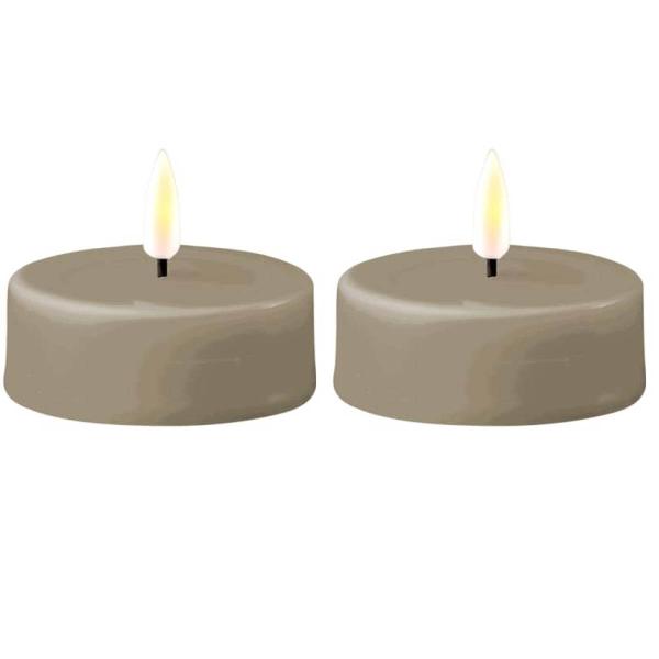 LED Jumbo telys 2 stk 6,1x4,5 cm sand