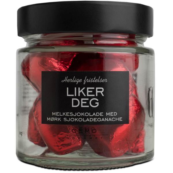 Liker deg sjokoladehjerter 110g rød