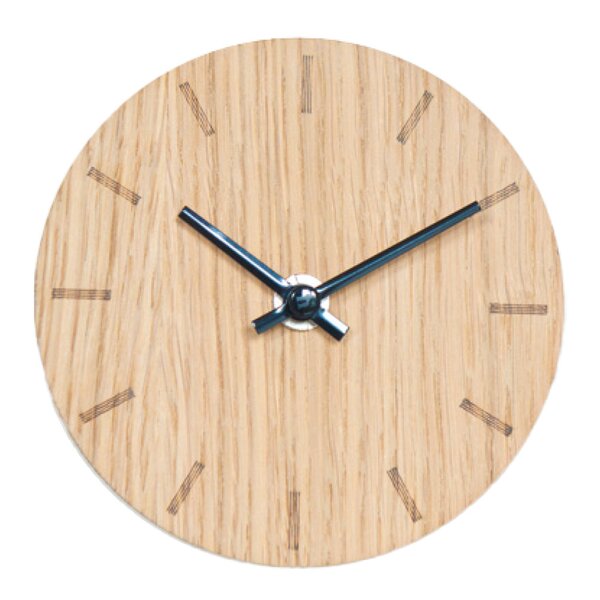Light Oak klokke 12 cm lys eik m/svart viser