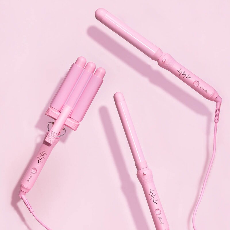 Bølgetangsett style wand 6 deler rosa