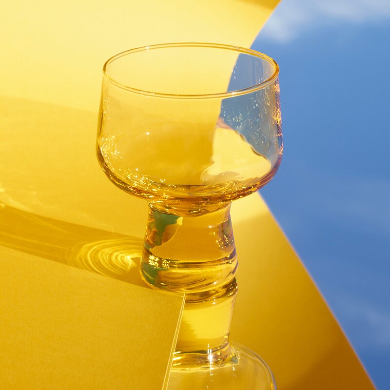 Solare glass på fot 29 cl 2 stk ildgul