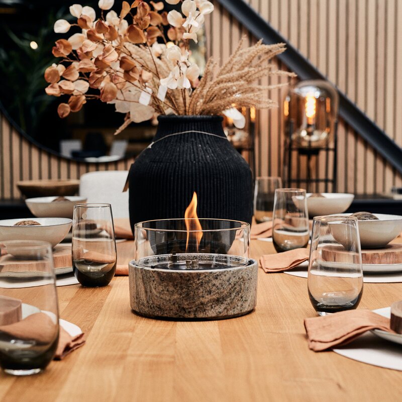 Café bordlykt 18 13 cm earth stone
