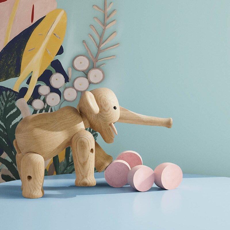 Elefant stor 22 cm eik