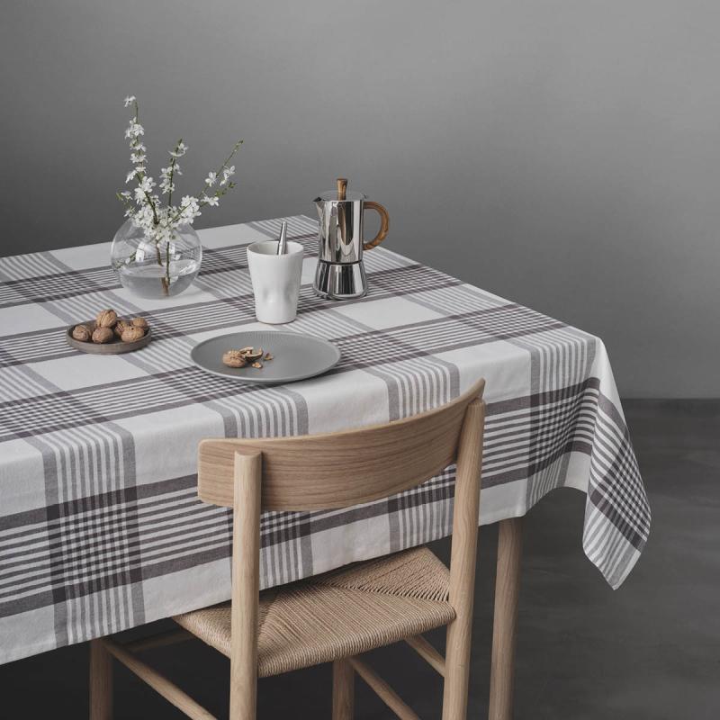 Duk 140x140 cm large checks hvit