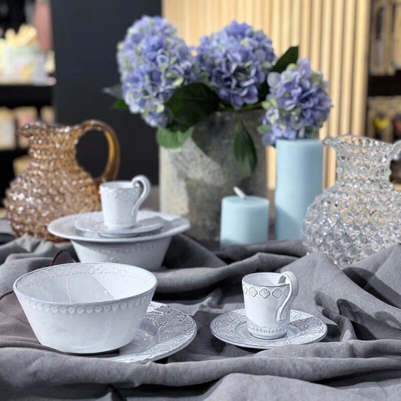 Rua Nova kaffekopp med fat 15 cl antikkhvit