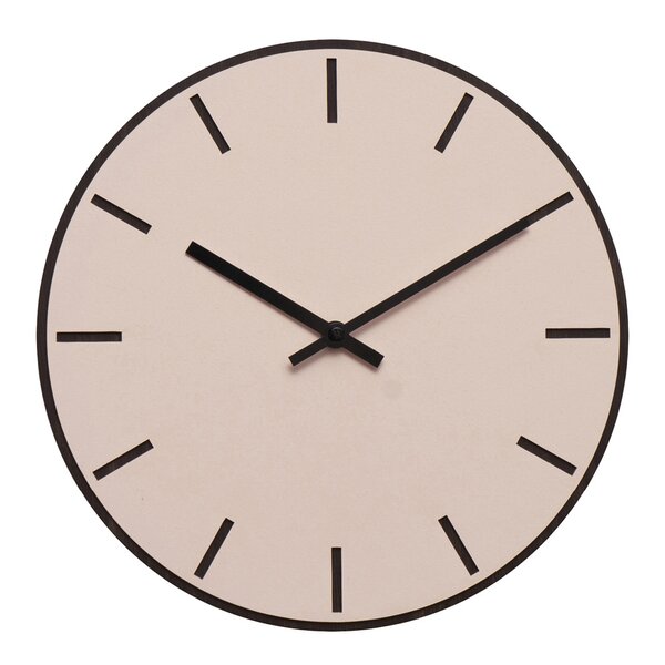 Dark oak powder veggklokke 28 cm rosa linoleum m/svart viser