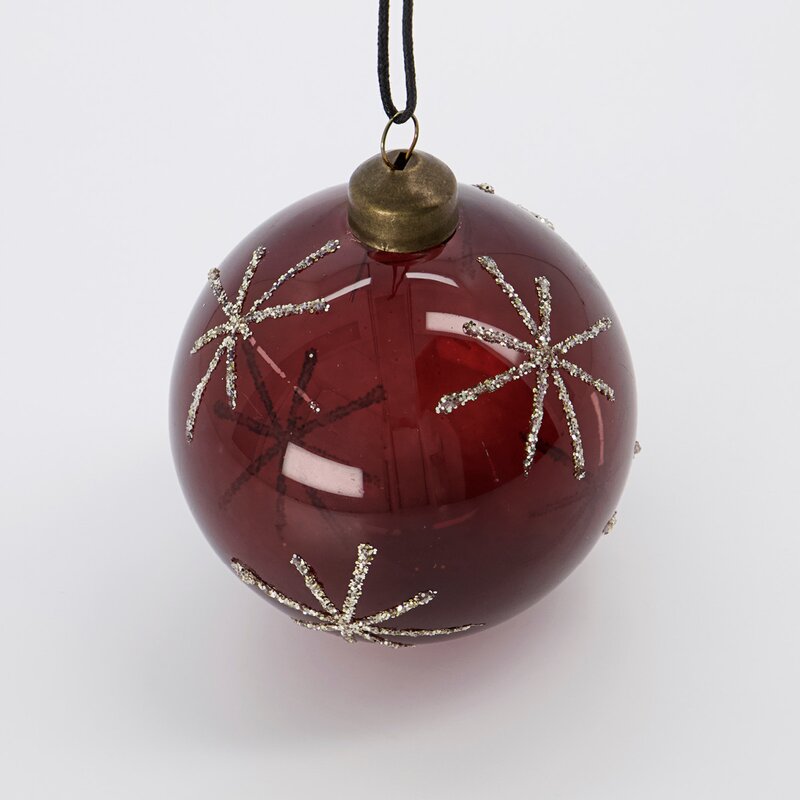Star julekuler 8 cm 4 stk bordeaux