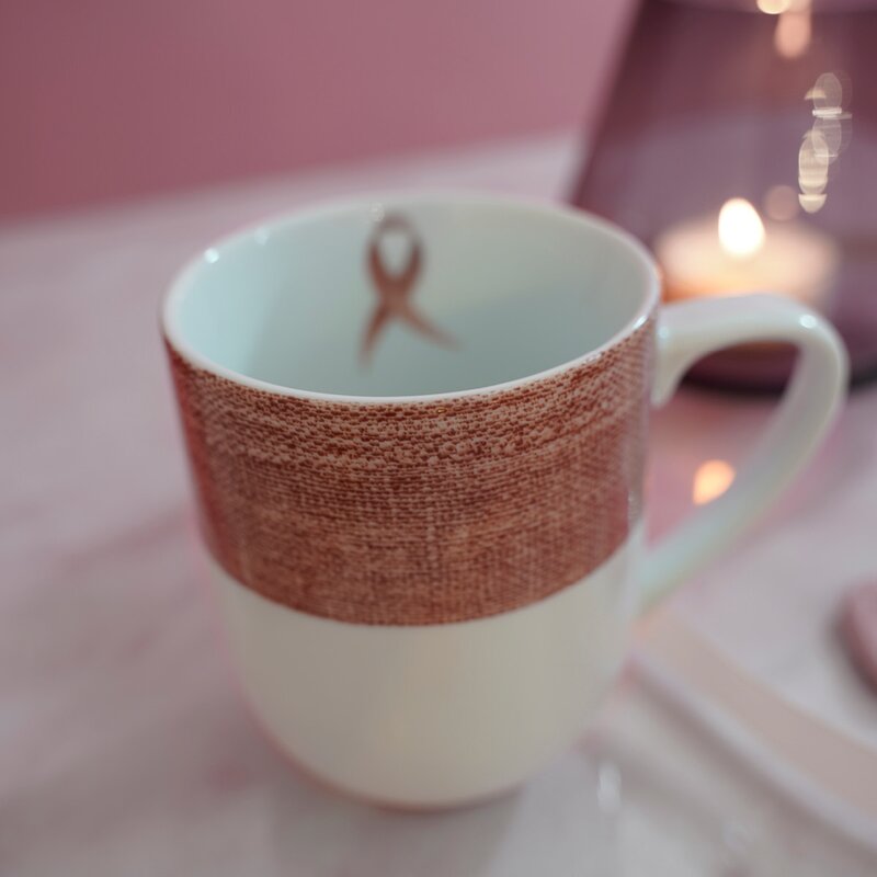 Linen rosa sløyfe krus 35 cl