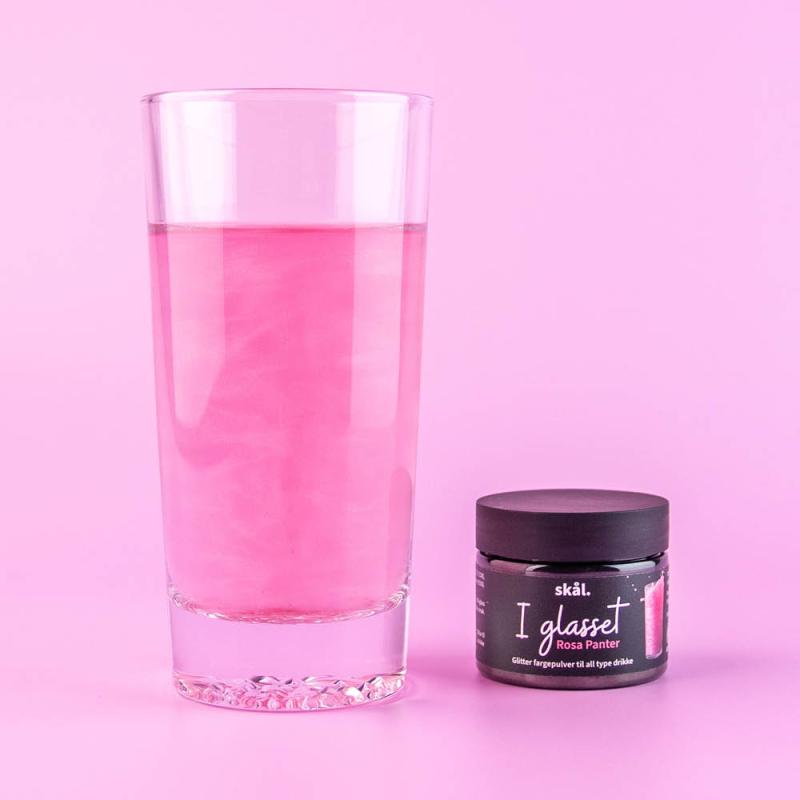 I glasset glitterfarge rosa panter