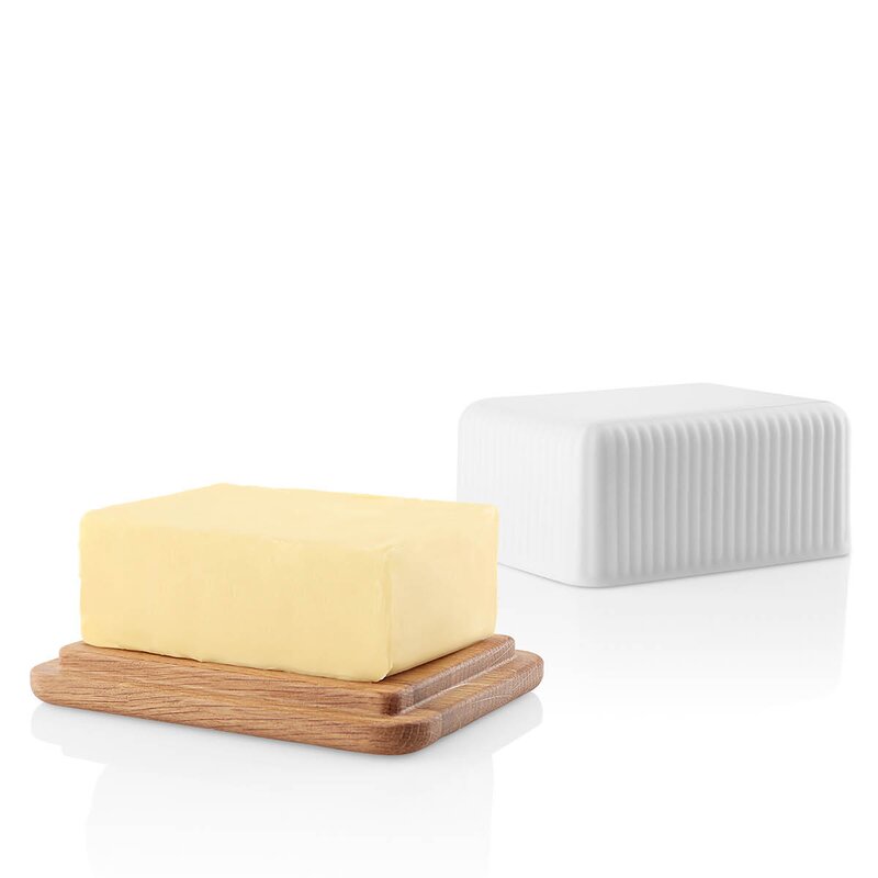 Legio Nova smørboks m/eikelokk 12x10 cm hvit
