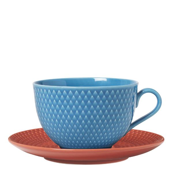 Rhombe tekopp 39 cl blå/terracotta