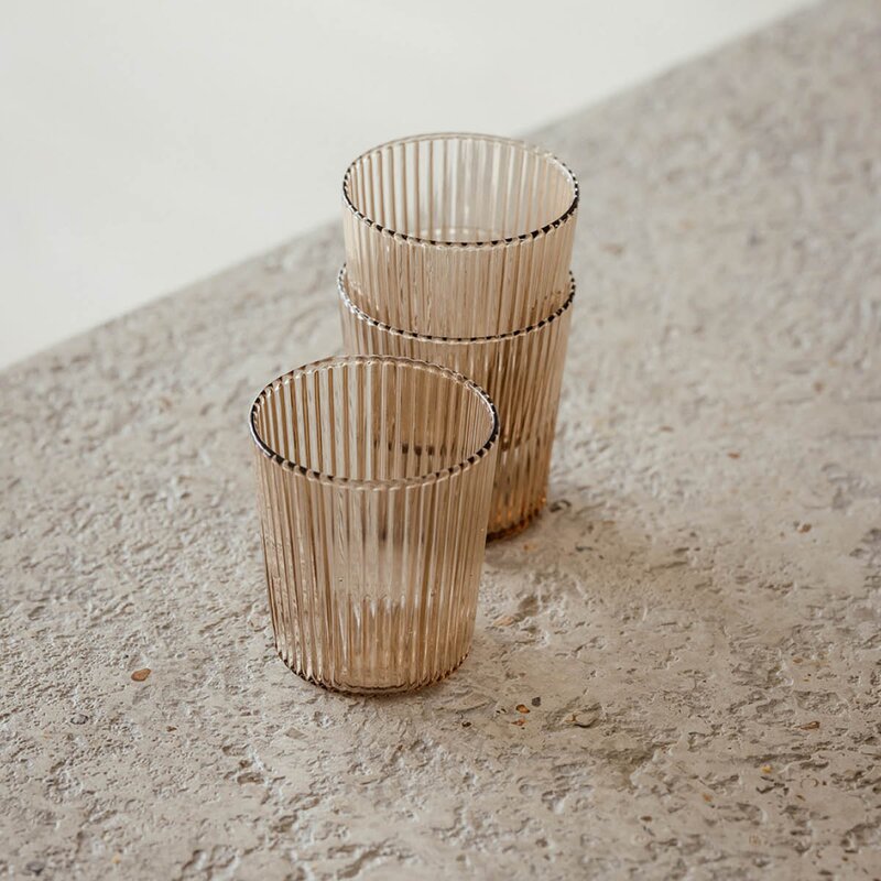 Ribbed Elegance glass Bells 25 cl beige
