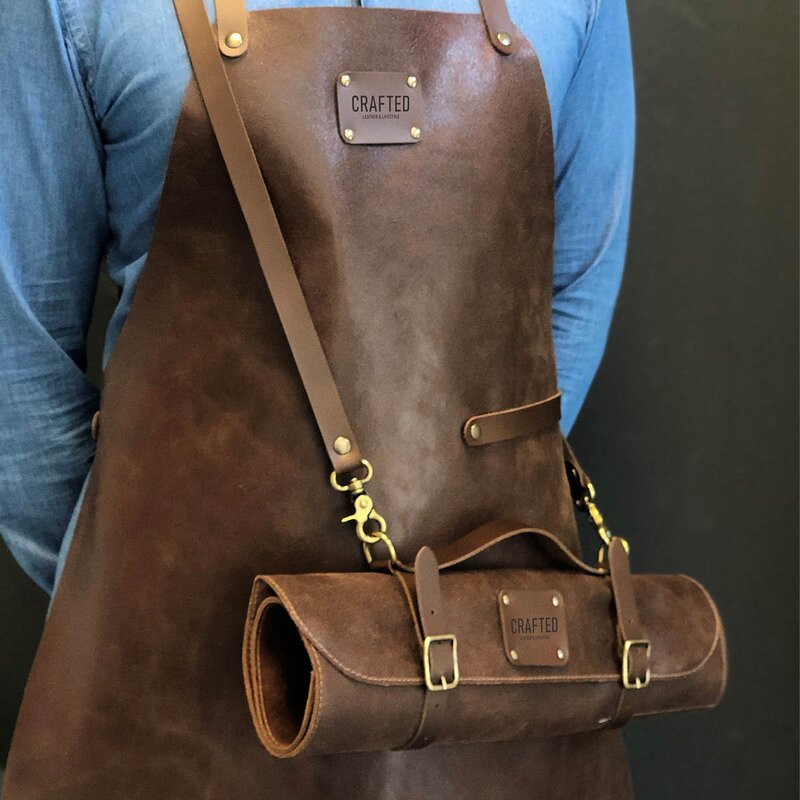 Leather knivveske 41 cm brun