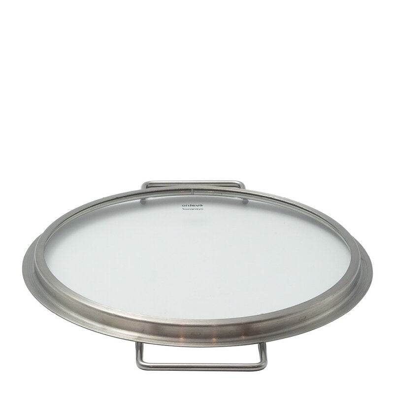 Glasslokk 24 cm børstet stål